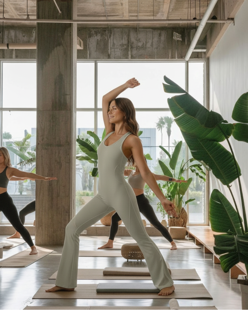 KHAKI JASMINE – ELEGANT FITNESS BODYSUIT