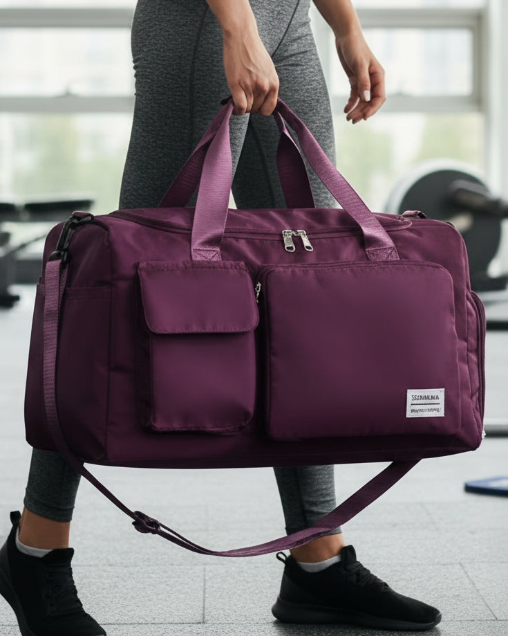 BURGUNDY LILIES – STYLISH SPORTS FITNESS BAG