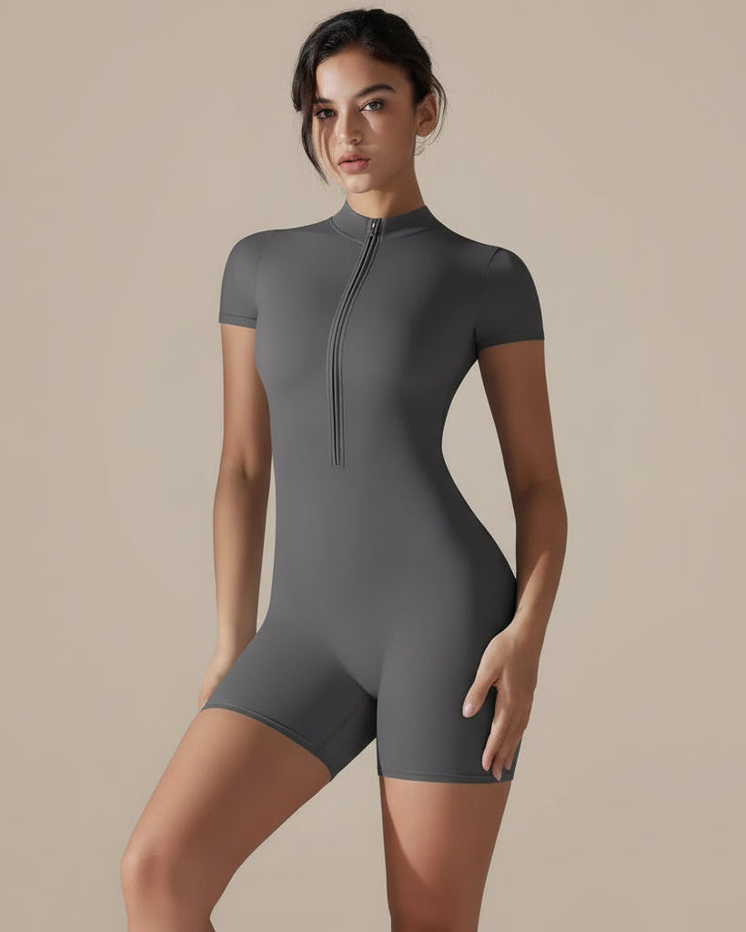 GREY LUCY –  SHORT STYLISH FITNESS BODYSUIT