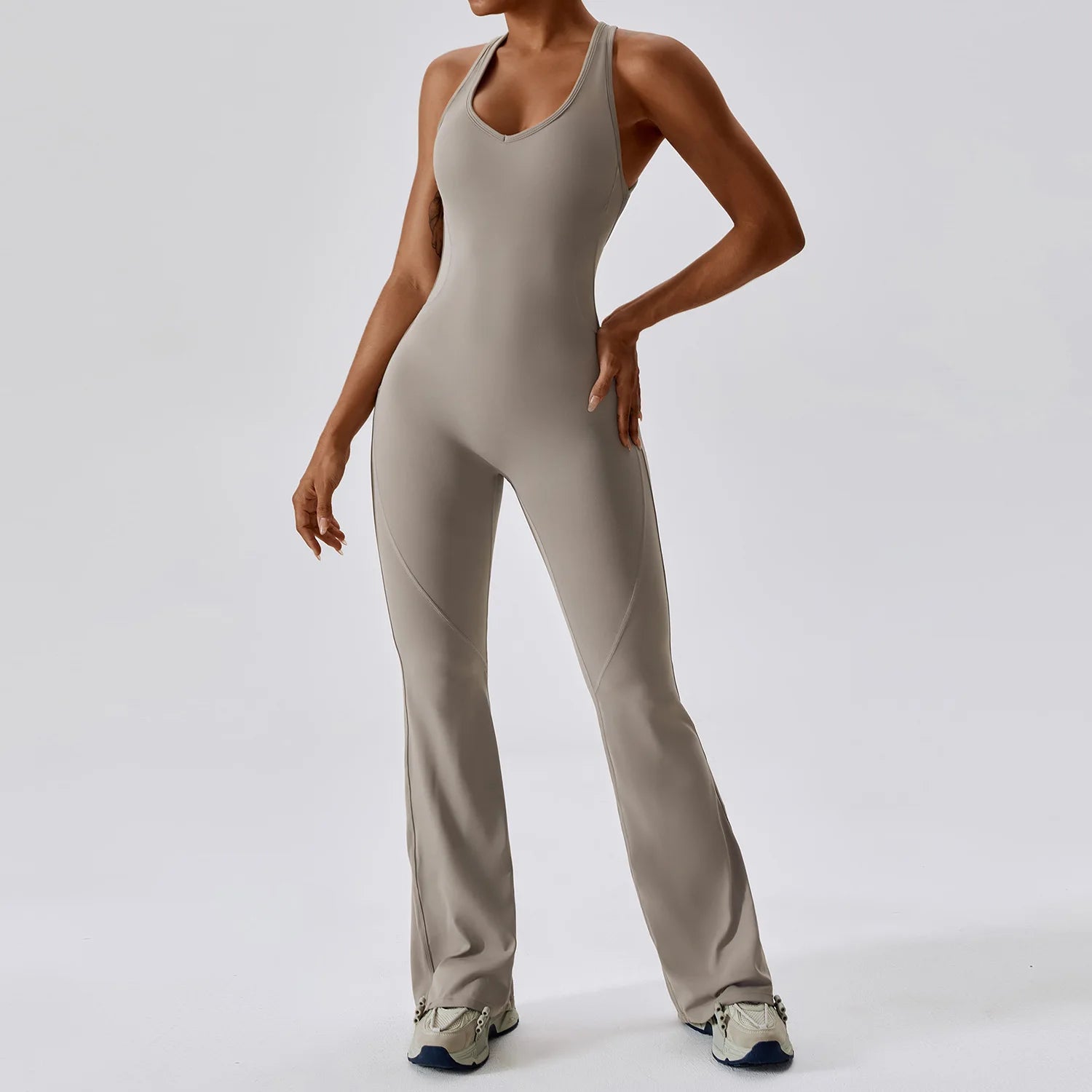 KHAKI JASMINE – ELEGANT FITNESS BODYSUIT