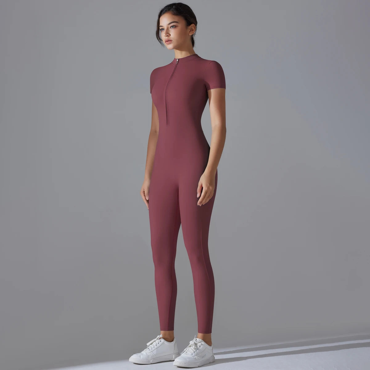 BURGUNDY HAZEL – LONG FITNESS BODYSUIT