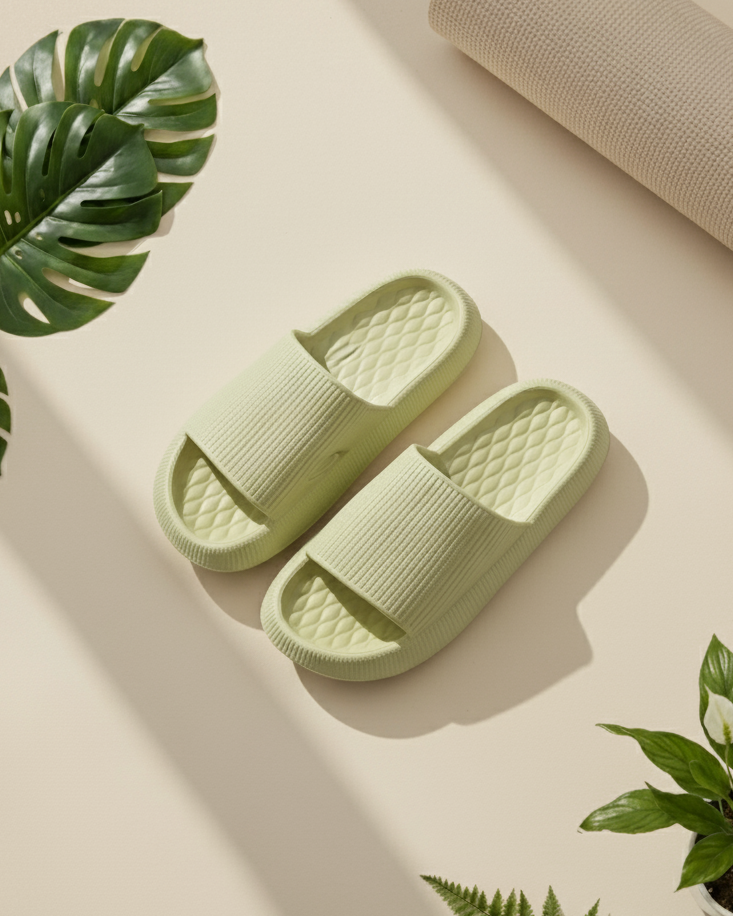 GREEN DANDELION – EVA PLATFORM SLIPPERS