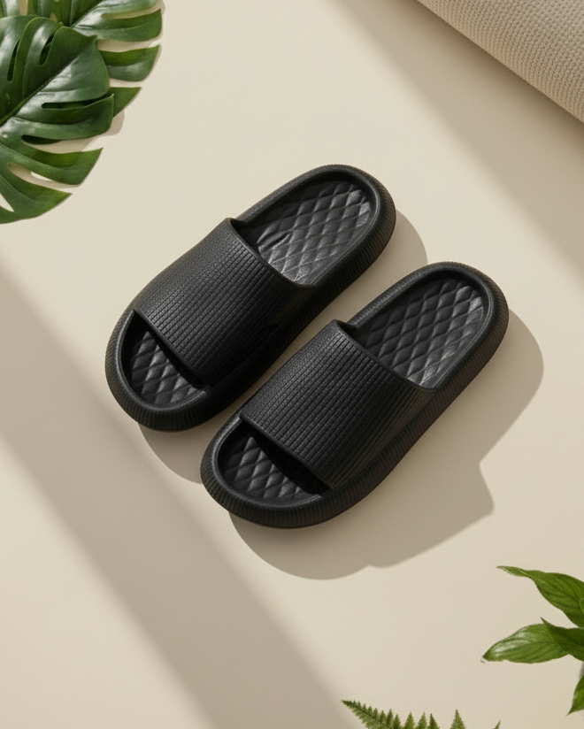 BLACK DANDELION – EVA PLATFORM SLIPPERS