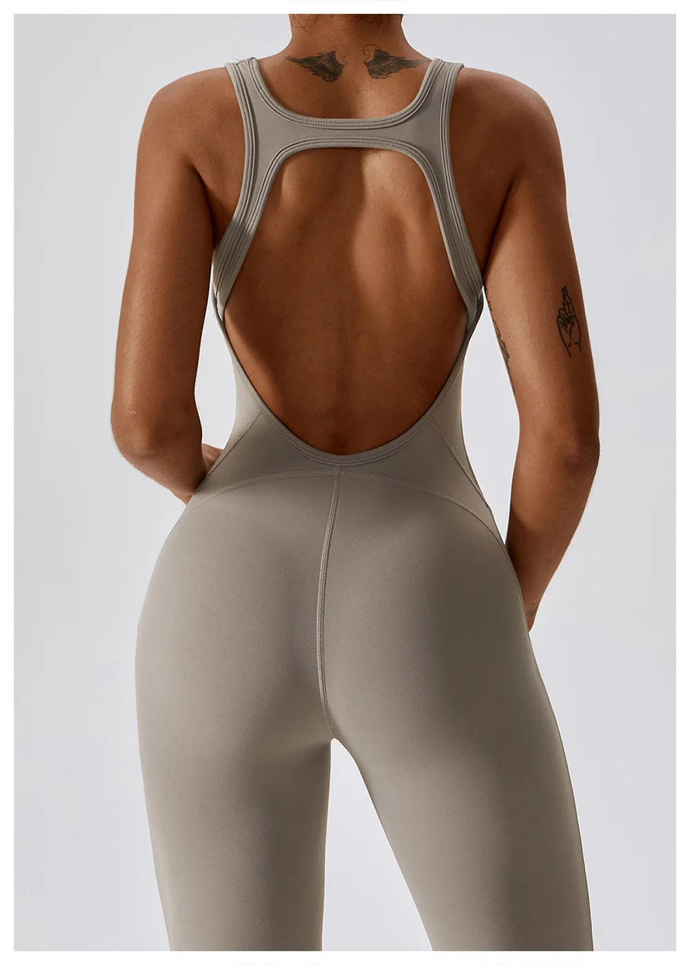 KHAKI JASMINE – ELEGANT FITNESS BODYSUIT