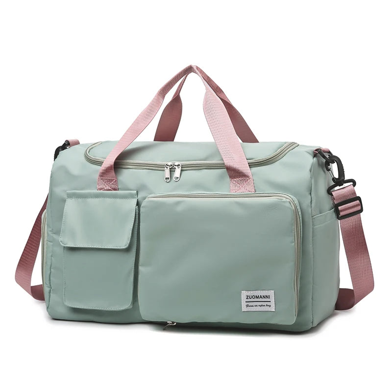 GREEN & PINK LILIES – STYLISH SPORTS FITNESS BAG
