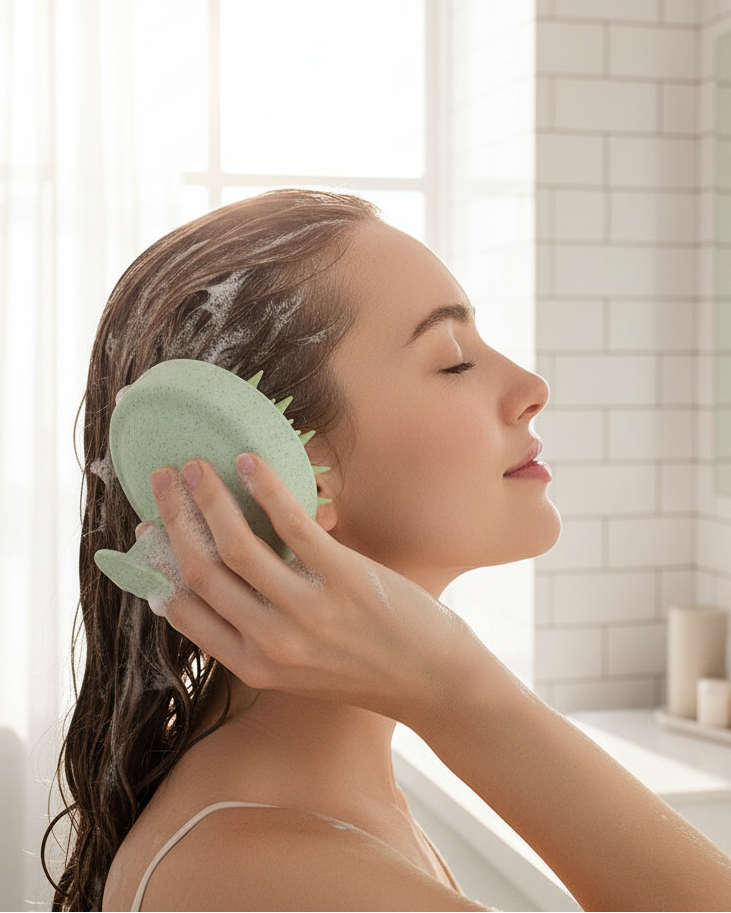 GREEN BLOSSOM - SILICONE SCALP & BODY MASSAGE BRUSH