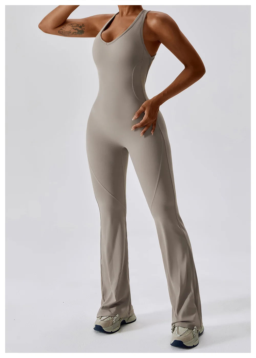 KHAKI JASMINE – ELEGANT FITNESS BODYSUIT