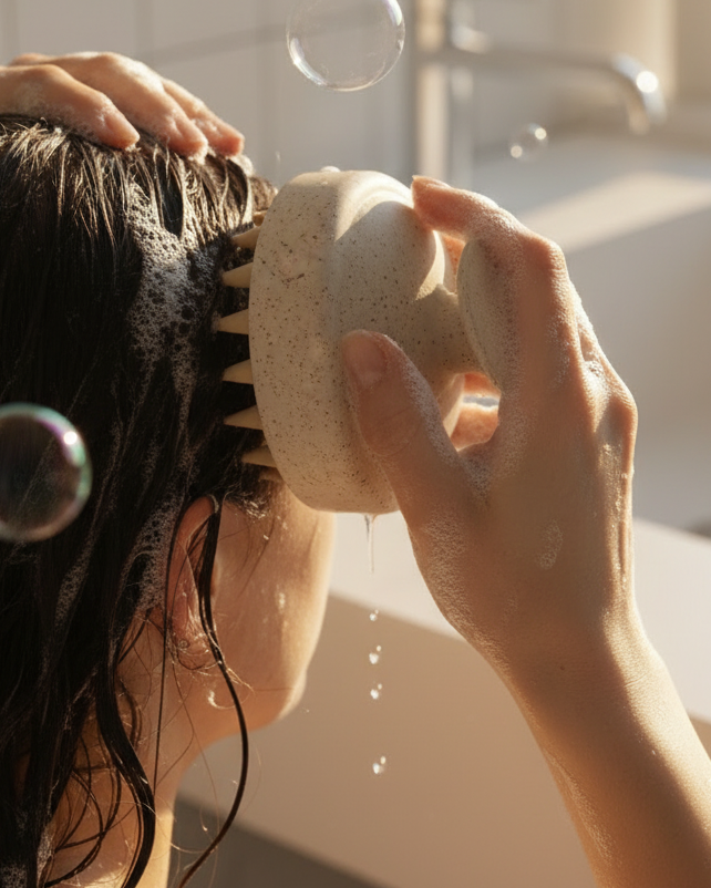 WHITE BLOSSOM - SILICONE SCALP & BODY MASSAGE BRUSH