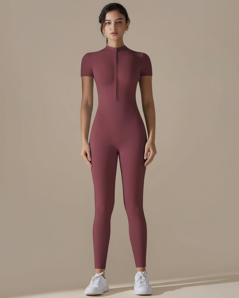 BURGUNDY HAZEL – LONG FITNESS BODYSUIT